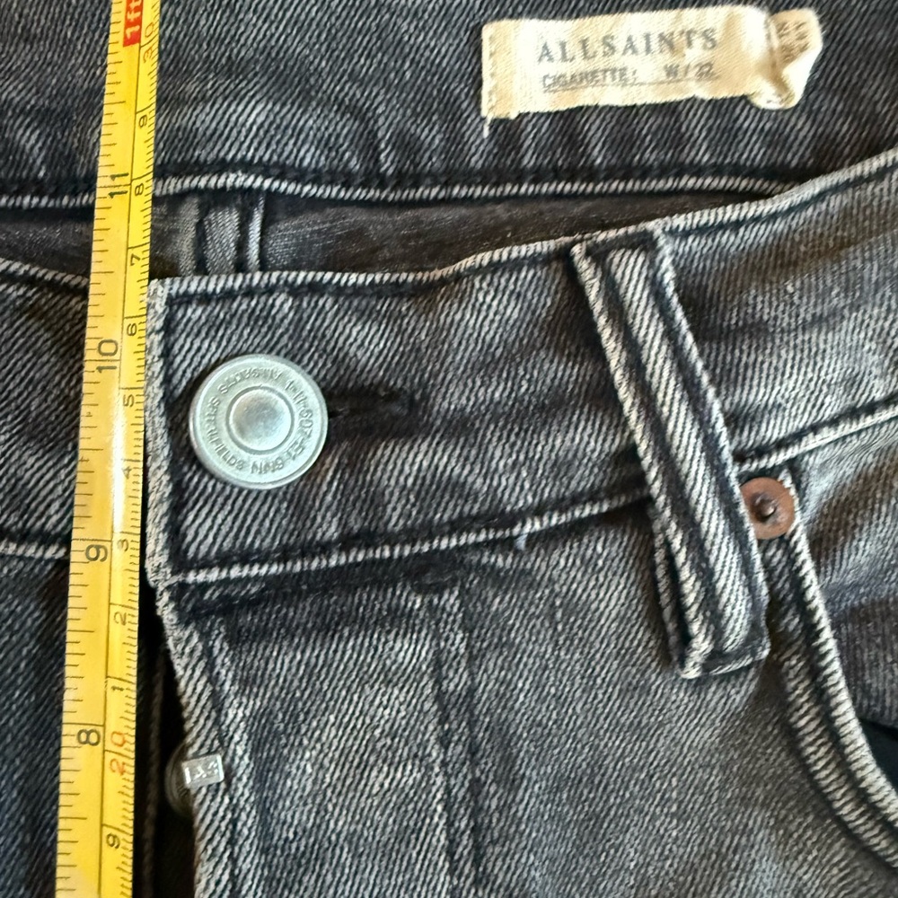 All Saints Jeans Mens 32x33 Black Denim Cigarette Skinny Straight Stretch Work‎ - Picture 10 of 11